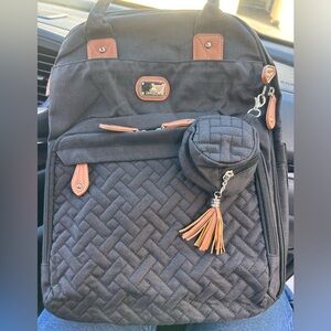 Dickalson Black Quilted Backpack and Tassel Pouch